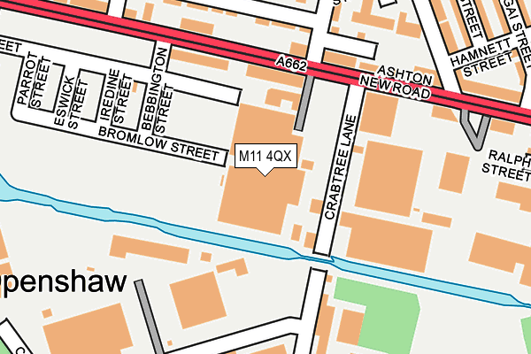 M11 4QX map - OS OpenMap – Local (Ordnance Survey)