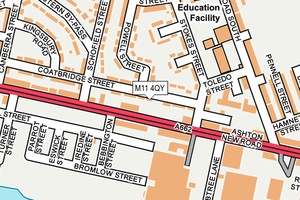 M11 4QY map - OS OpenMap – Local (Ordnance Survey)