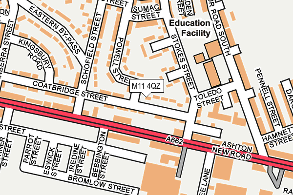 M11 4QZ map - OS OpenMap – Local (Ordnance Survey)