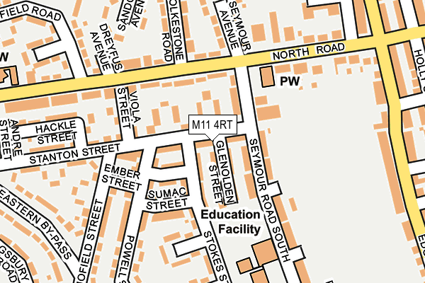 M11 4RT map - OS OpenMap – Local (Ordnance Survey)