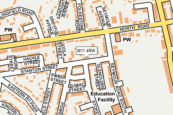 M11 4RW map - OS OpenMap – Local (Ordnance Survey)