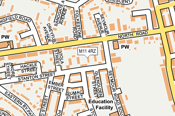 M11 4RZ map - OS OpenMap – Local (Ordnance Survey)