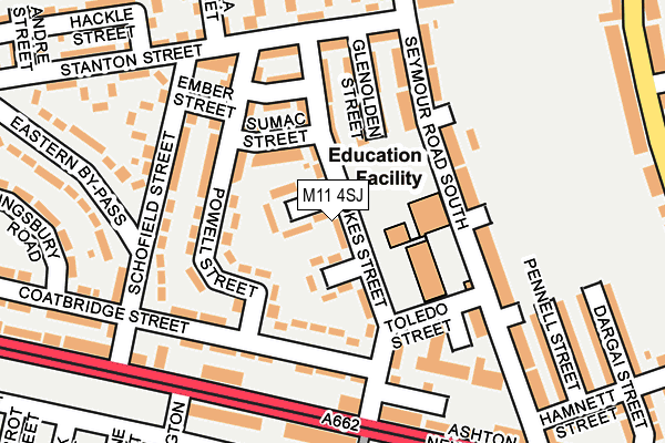 M11 4SJ map - OS OpenMap – Local (Ordnance Survey)