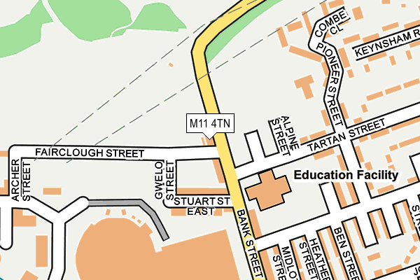 M11 4TN map - OS OpenMap – Local (Ordnance Survey)