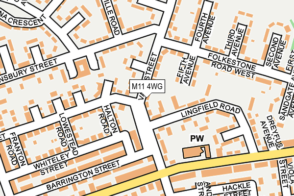 M11 4WG map - OS OpenMap – Local (Ordnance Survey)