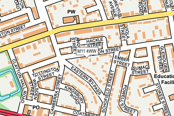 M11 4WW map - OS OpenMap – Local (Ordnance Survey)