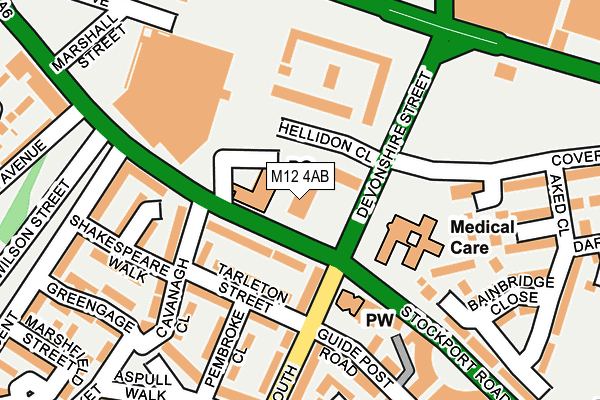 M12 4AB map - OS OpenMap – Local (Ordnance Survey)