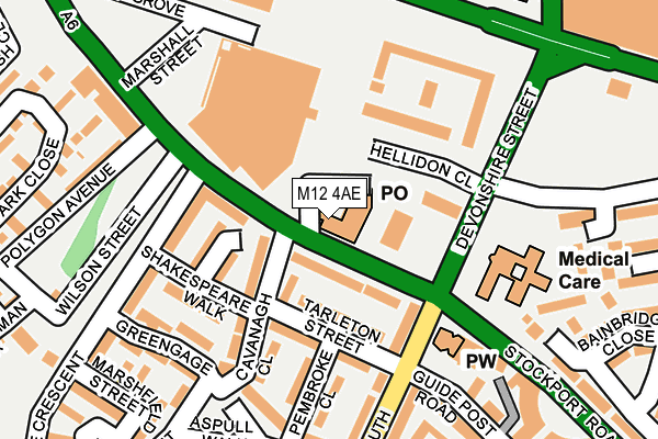 M12 4AE map - OS OpenMap – Local (Ordnance Survey)