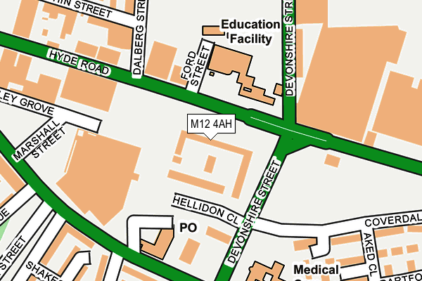 M12 4AH map - OS OpenMap – Local (Ordnance Survey)