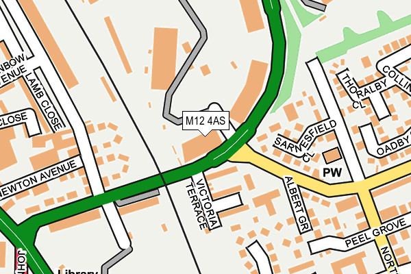 M12 4AS map - OS OpenMap – Local (Ordnance Survey)