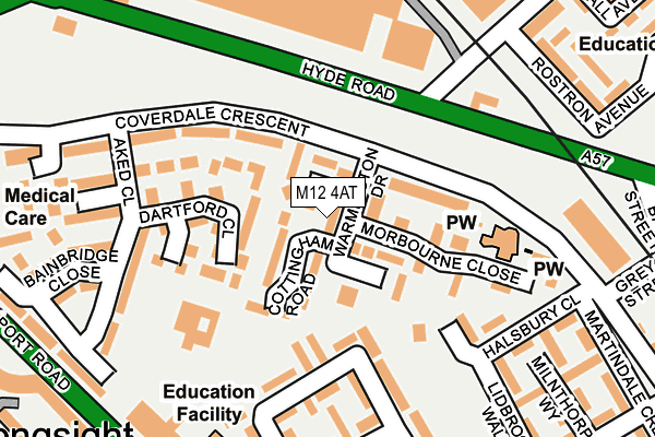 M12 4AT map - OS OpenMap – Local (Ordnance Survey)