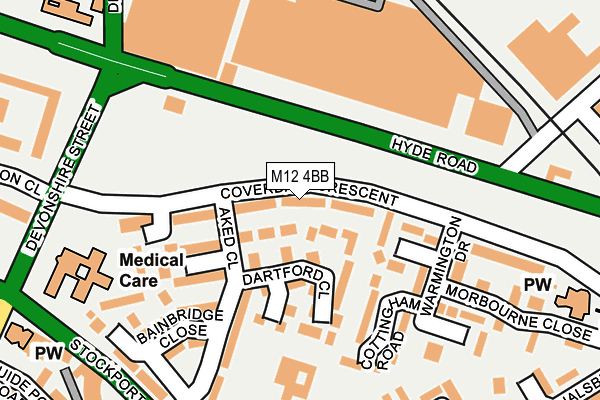 M12 4BB map - OS OpenMap – Local (Ordnance Survey)