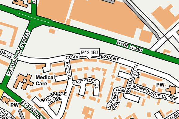 M12 4BJ map - OS OpenMap – Local (Ordnance Survey)