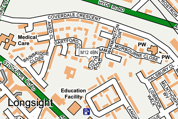 M12 4BN map - OS OpenMap – Local (Ordnance Survey)