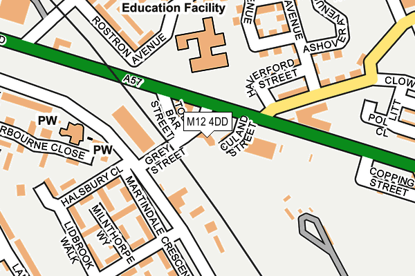 M12 4DD map - OS OpenMap – Local (Ordnance Survey)