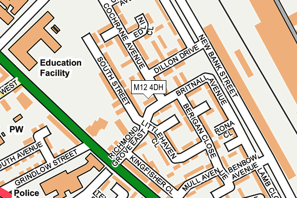 M12 4DH map - OS OpenMap – Local (Ordnance Survey)