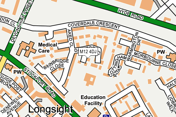 M12 4DJ map - OS OpenMap – Local (Ordnance Survey)