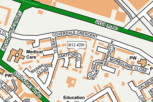 M12 4DW map - OS OpenMap – Local (Ordnance Survey)