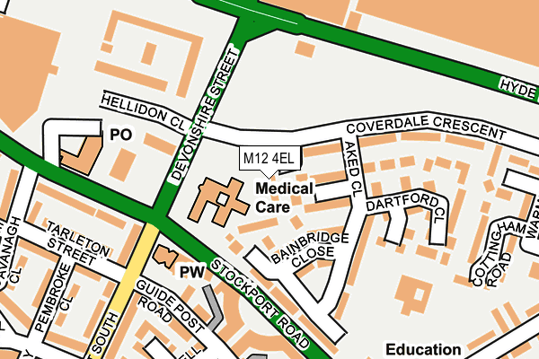 M12 4EL map - OS OpenMap – Local (Ordnance Survey)