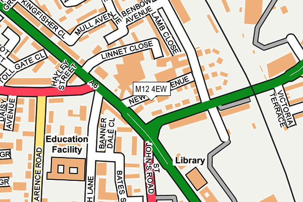M12 4EW map - OS OpenMap – Local (Ordnance Survey)