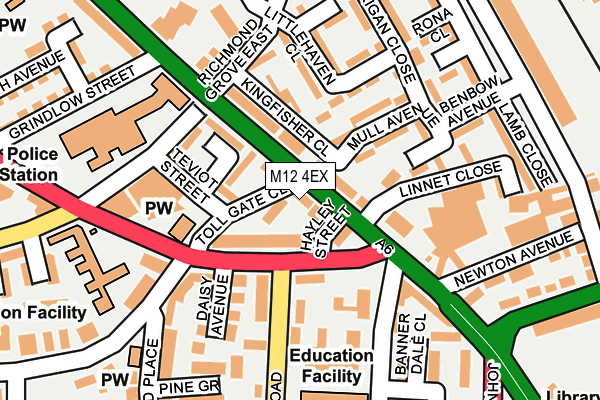 M12 4EX map - OS OpenMap – Local (Ordnance Survey)