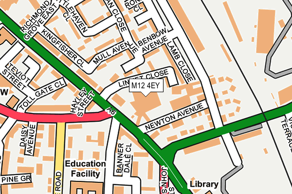 M12 4EY map - OS OpenMap – Local (Ordnance Survey)