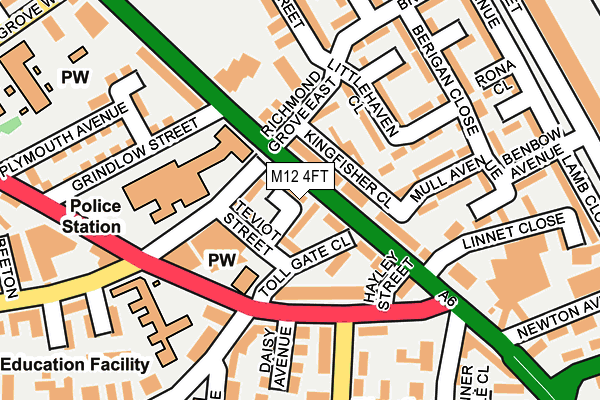 M12 4FT map - OS OpenMap – Local (Ordnance Survey)
