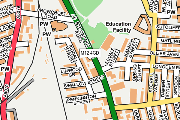 M12 4GD map - OS OpenMap – Local (Ordnance Survey)