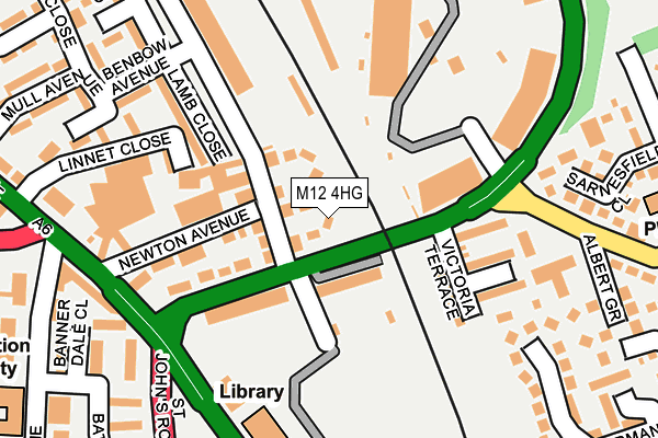 M12 4HG map - OS OpenMap – Local (Ordnance Survey)