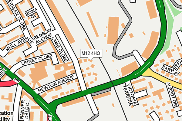 M12 4HQ map - OS OpenMap – Local (Ordnance Survey)