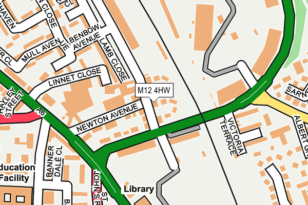 M12 4HW map - OS OpenMap – Local (Ordnance Survey)