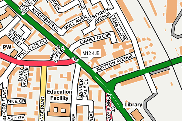 M12 4JB map - OS OpenMap – Local (Ordnance Survey)