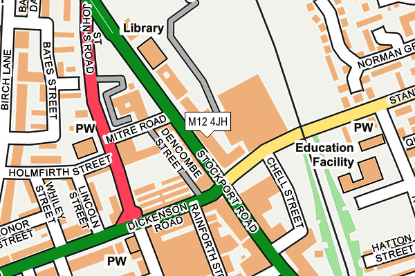M12 4JH map - OS OpenMap – Local (Ordnance Survey)