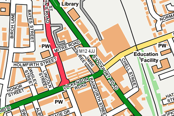 M12 4JJ map - OS OpenMap – Local (Ordnance Survey)