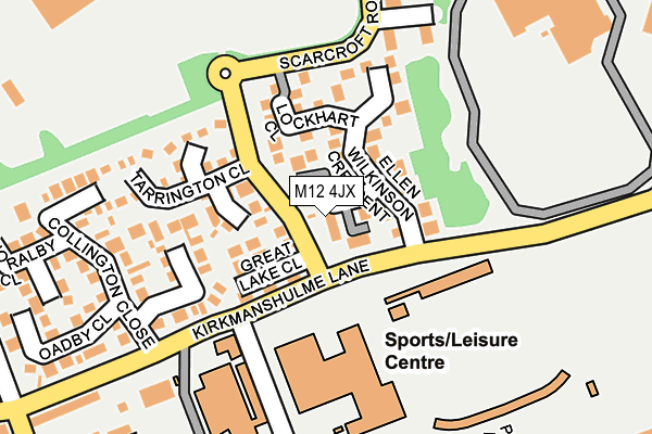 M12 4JX map - OS OpenMap – Local (Ordnance Survey)