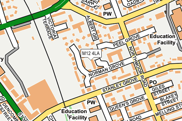 M12 4LA map - OS OpenMap – Local (Ordnance Survey)