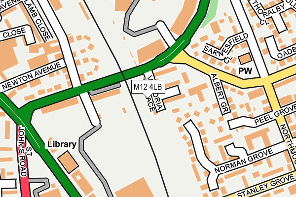 M12 4LB map - OS OpenMap – Local (Ordnance Survey)