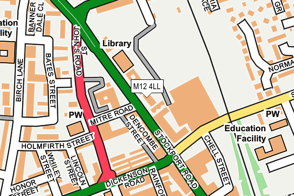 M12 4LL map - OS OpenMap – Local (Ordnance Survey)