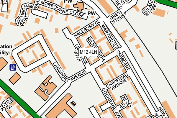 M12 4LN map - OS OpenMap – Local (Ordnance Survey)