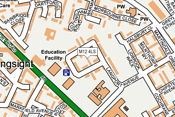 M12 4LS map - OS OpenMap – Local (Ordnance Survey)