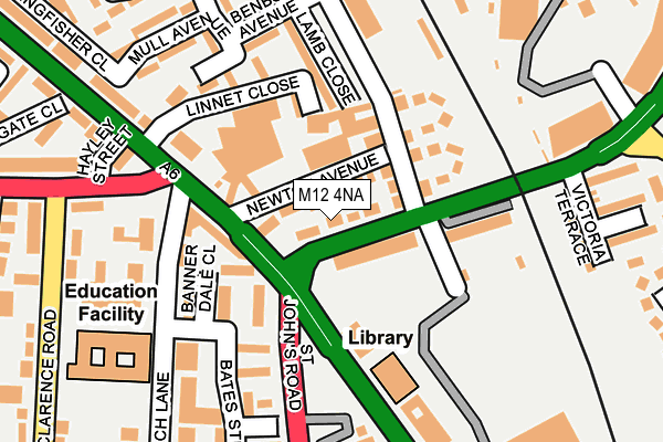 M12 4NA map - OS OpenMap – Local (Ordnance Survey)