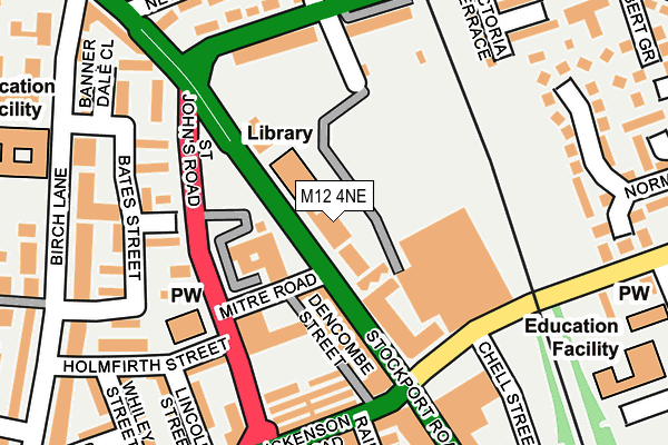 M12 4NE map - OS OpenMap – Local (Ordnance Survey)