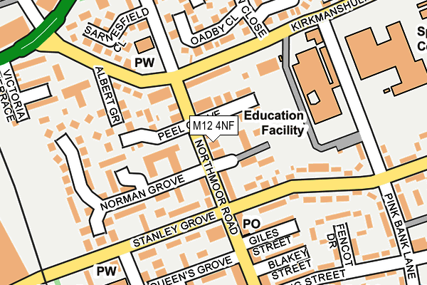 M12 4NF map - OS OpenMap – Local (Ordnance Survey)