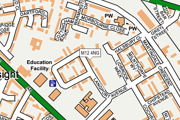 M12 4NG map - OS OpenMap – Local (Ordnance Survey)