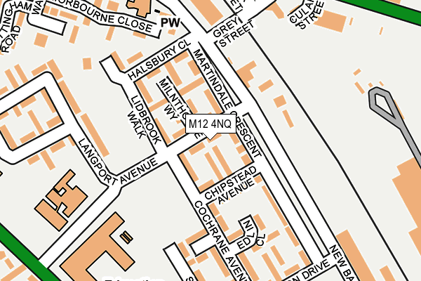M12 4NQ map - OS OpenMap – Local (Ordnance Survey)