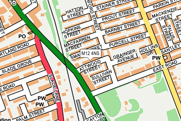 M12 4NS map - OS OpenMap – Local (Ordnance Survey)