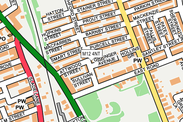 M12 4NT map - OS OpenMap – Local (Ordnance Survey)