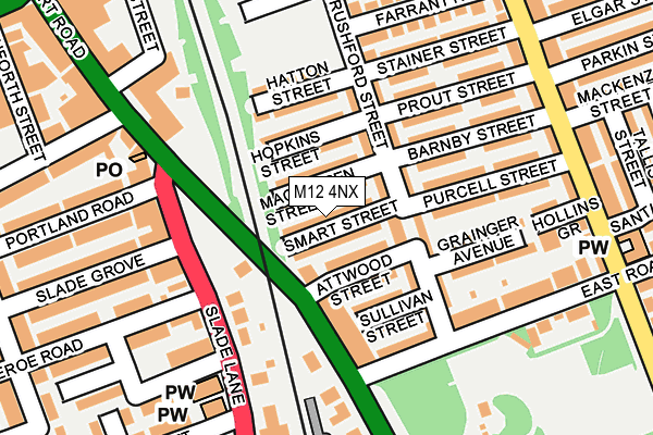 M12 4NX map - OS OpenMap – Local (Ordnance Survey)