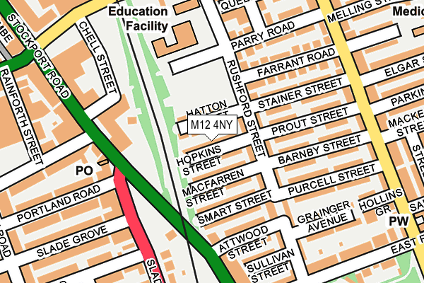 M12 4NY map - OS OpenMap – Local (Ordnance Survey)