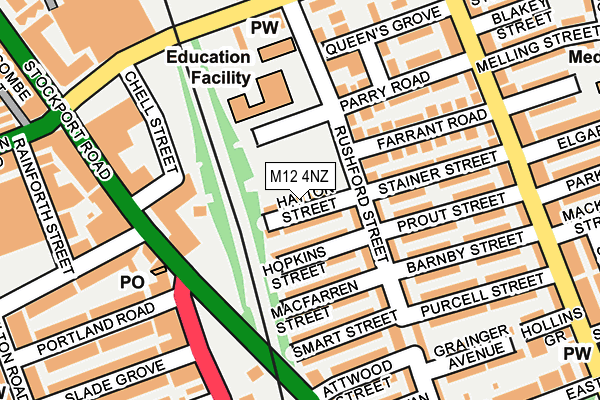 M12 4NZ map - OS OpenMap – Local (Ordnance Survey)